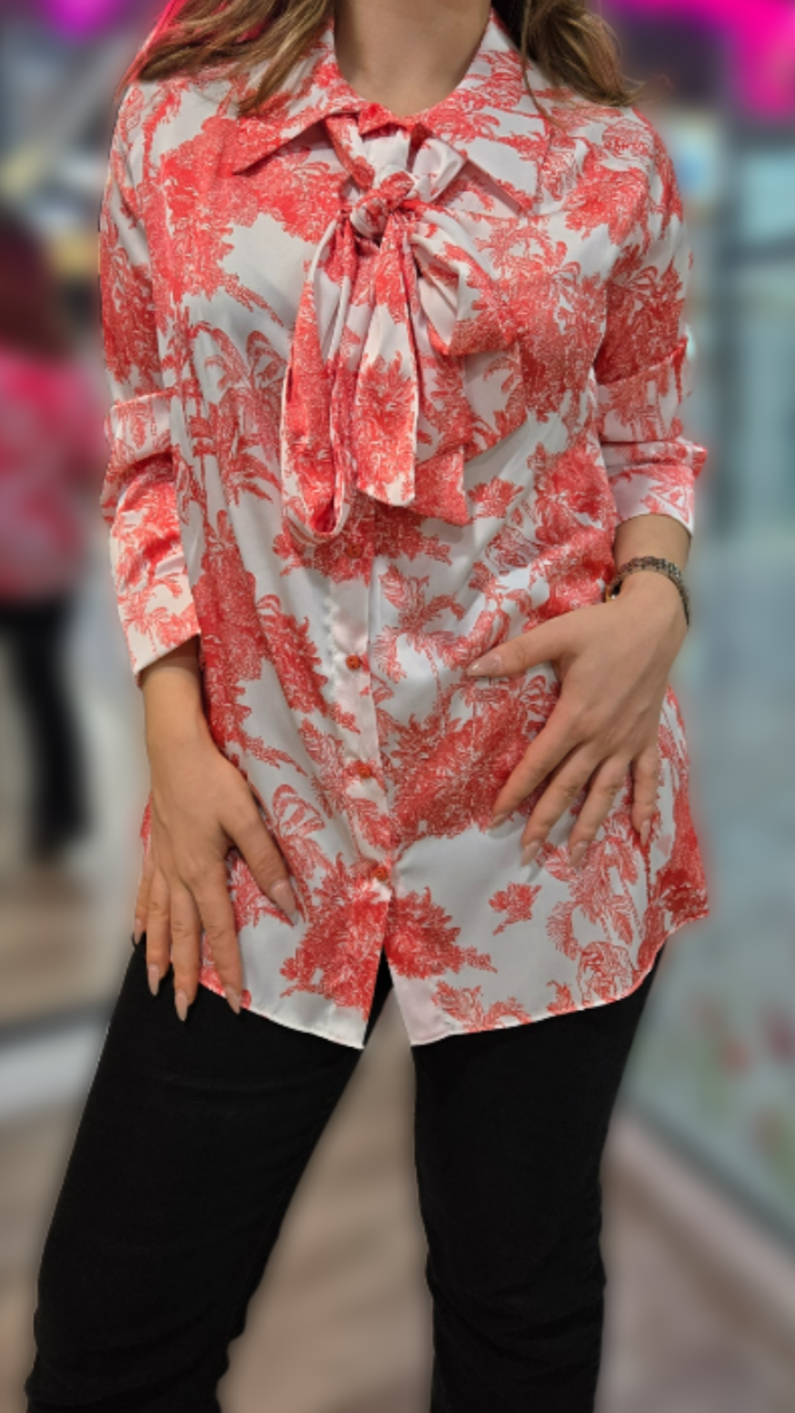 Belted Formal Printed Shirt